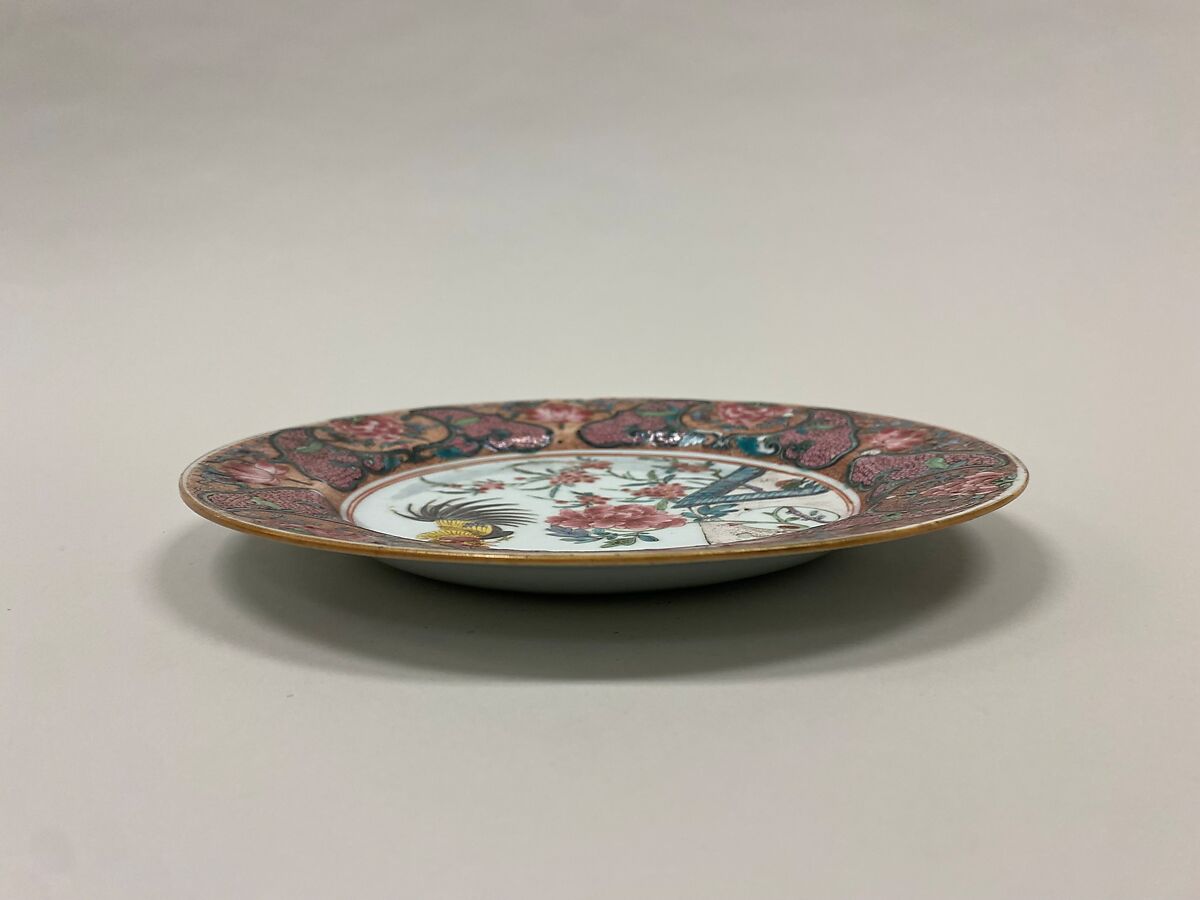 Plate with flowers, Porcelain painted in overglaze polychrome enamels (Jingdezhen ware), China