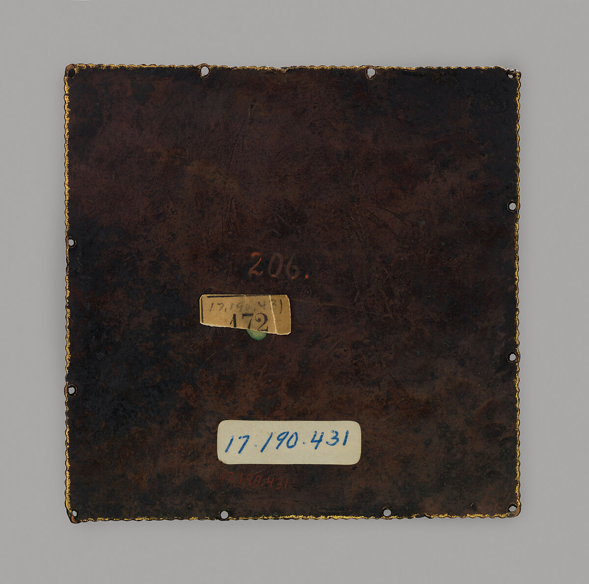 Plaque with the Crucifixion, Champlevé and cloisonné enamel, copper alloy, gilt, South Netherlandish