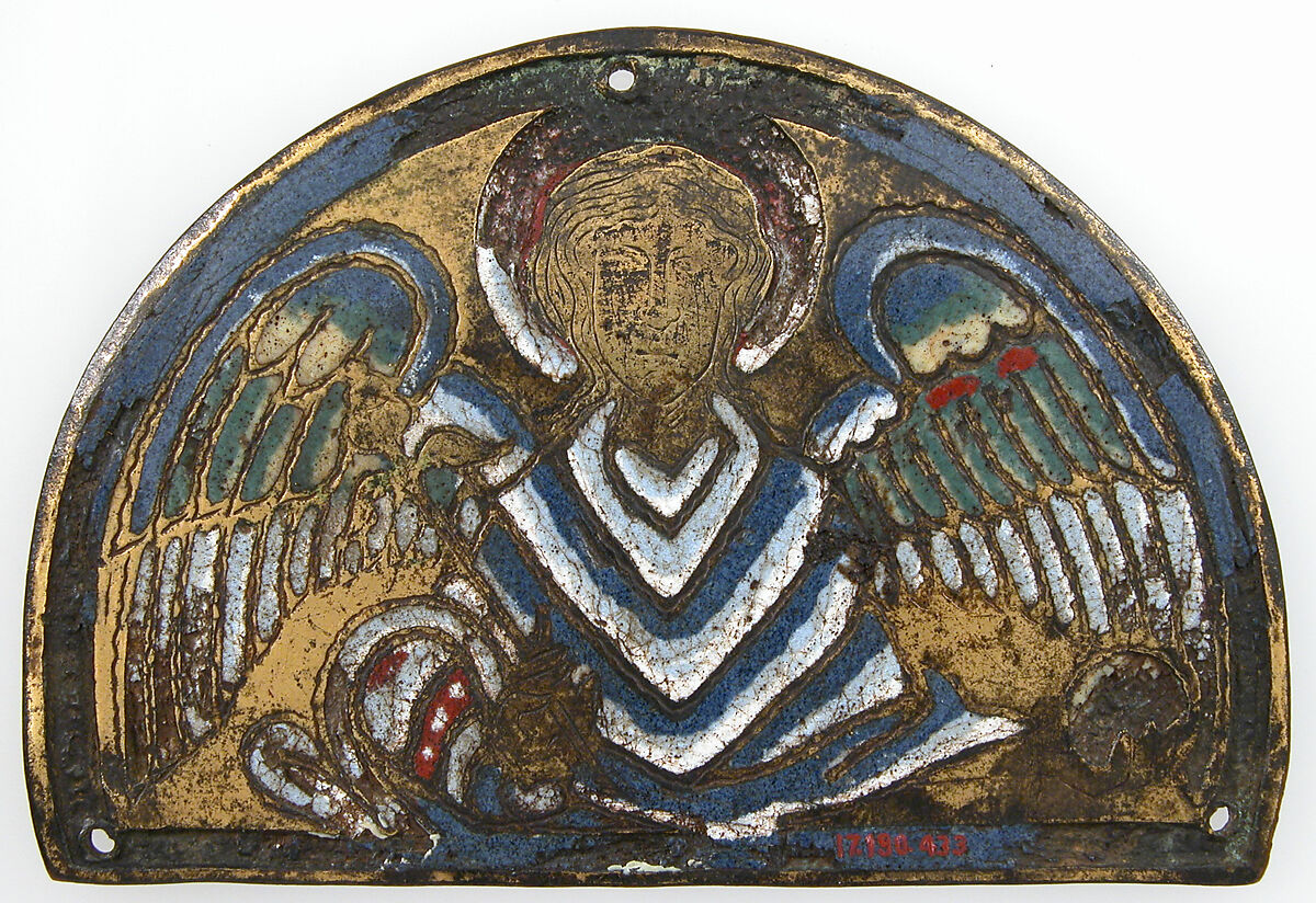 Plaque, Champlevé enamel, copper-gilt, German 
