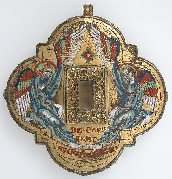 Reliquary, Champlevé enamel, copper-gilt, glass, German 