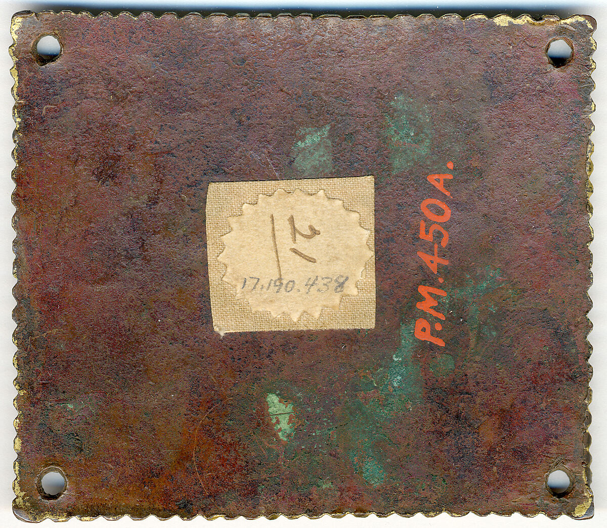 Plaque with Marking of the Door with the Letter Tau, Champlevé enamel, copper alloy, gilt, German