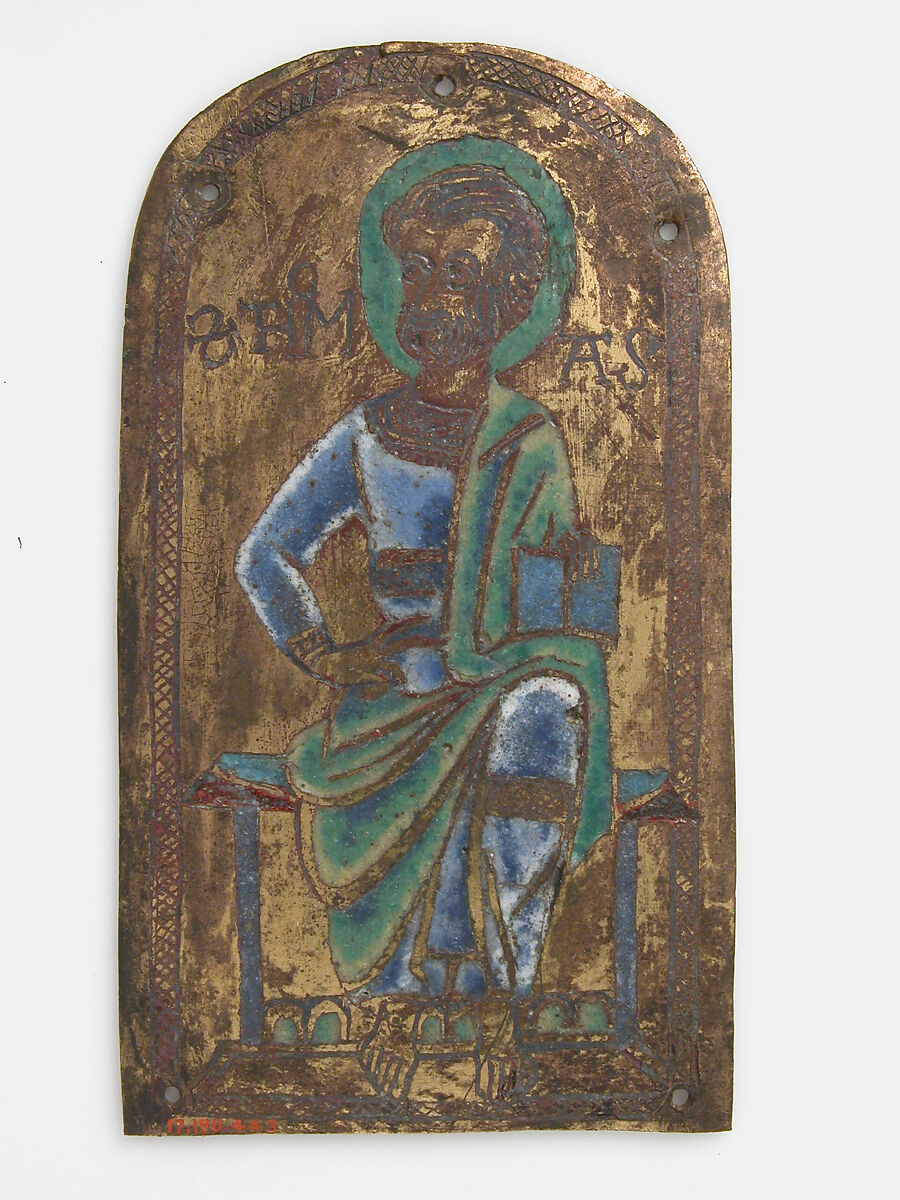 Plaque of St. Thomas, Champlevé enamel, copper-gilt, Lower Rhenish or Saxon 