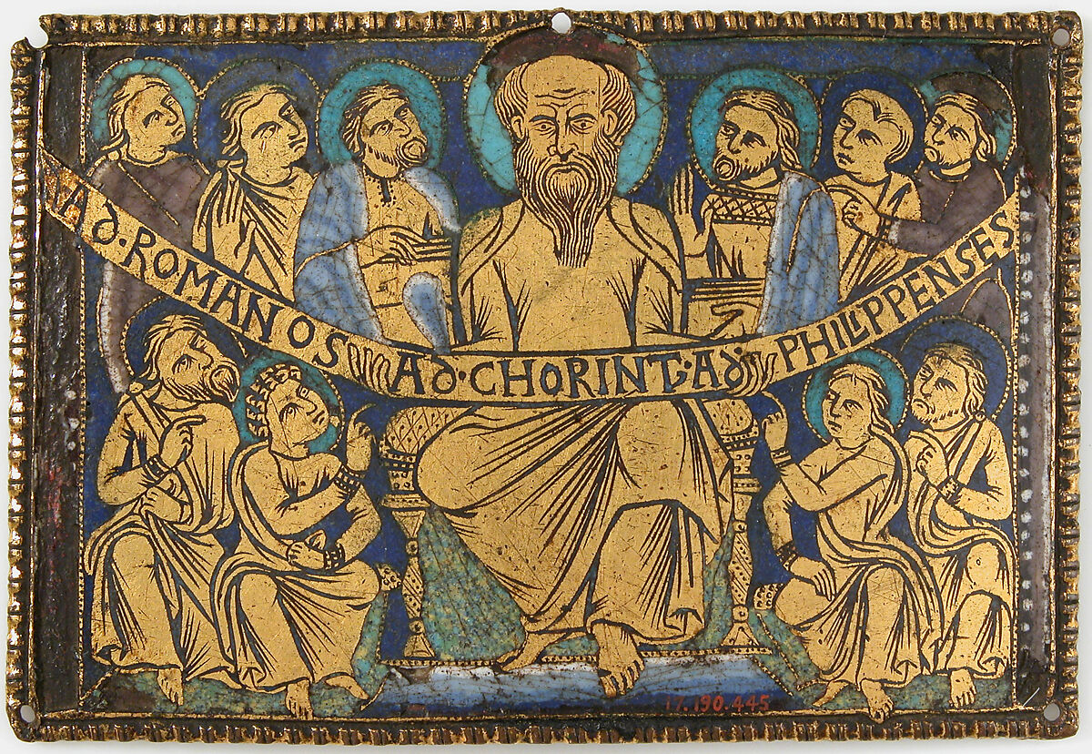 Plaque with Saint Paul and His Disciples, Champlevé enamel, copper, British (?) 