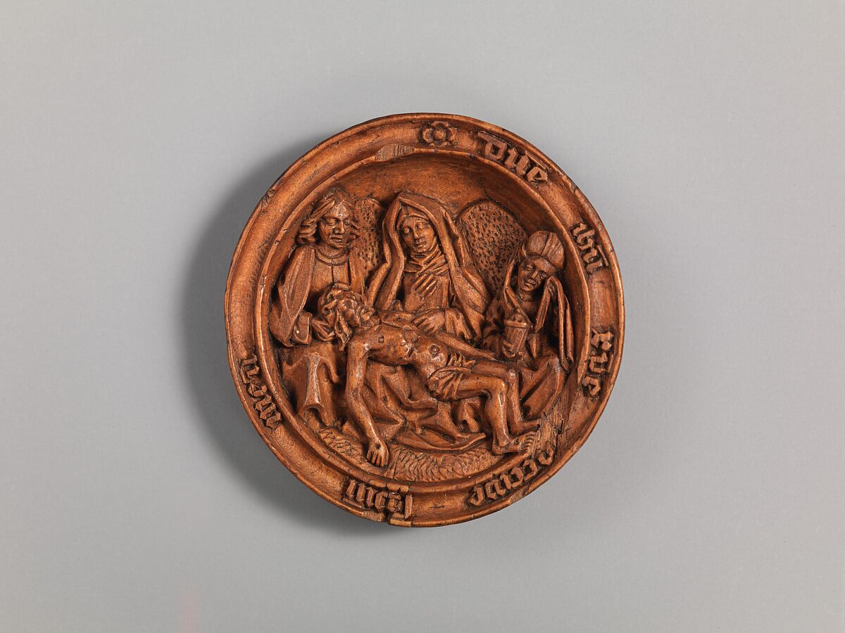 Half of a Prayer Bead with the Lamentation, Boxwood, silver, Netherlandish 