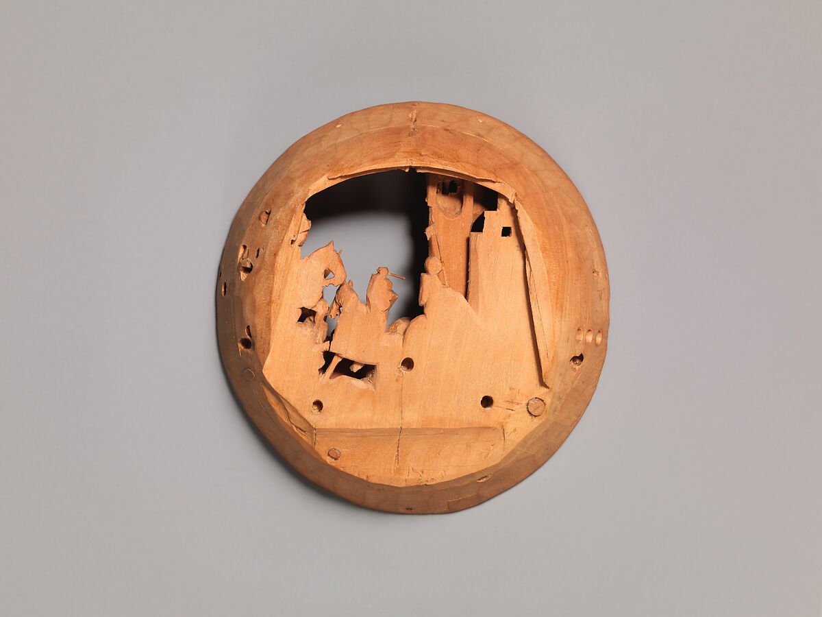 Half of a Prayer Bead with Jesus Carrying the Cross, Boxwood, Netherlandish