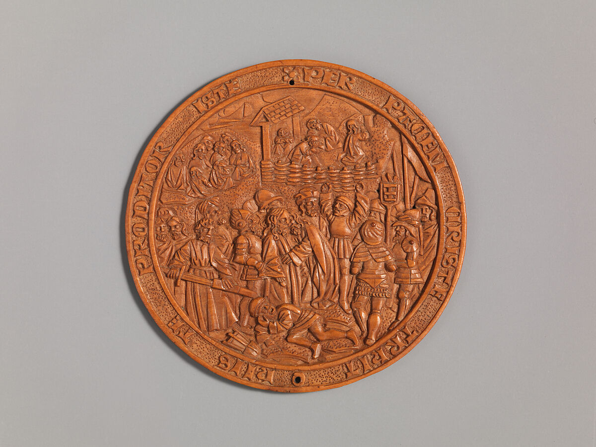 Medallion with the Betrayal of Jesus, Boxwood, Netherlandish 