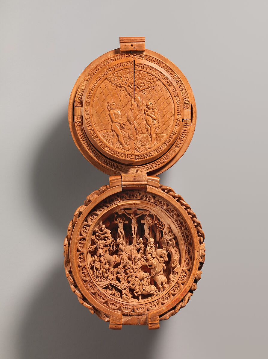 Prayer Bead with the Adoration of the Magi and the Crucifixion, Boxwood, Netherlandish