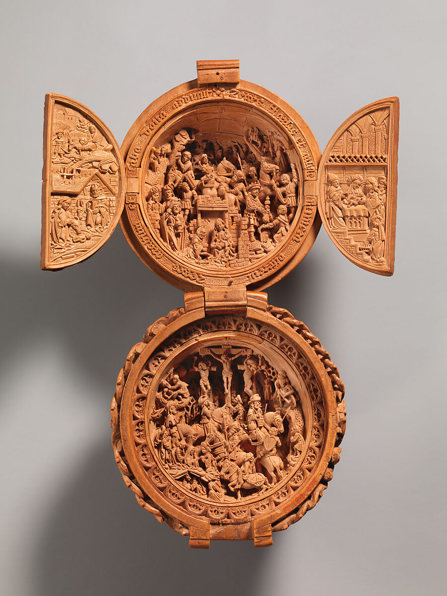 Prayer Bead with the Adoration of the Magi and the Crucifixion, Boxwood, Netherlandish 