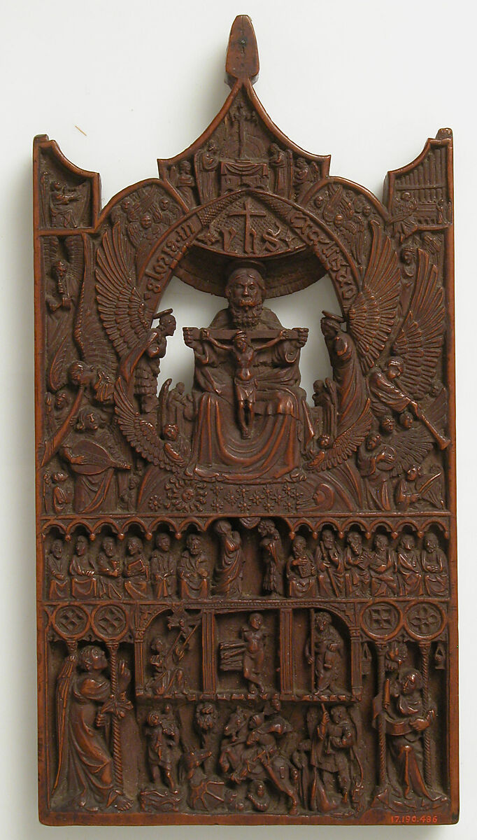 Plaque with the Adoration of Trinity, Boxwood, Spanish 