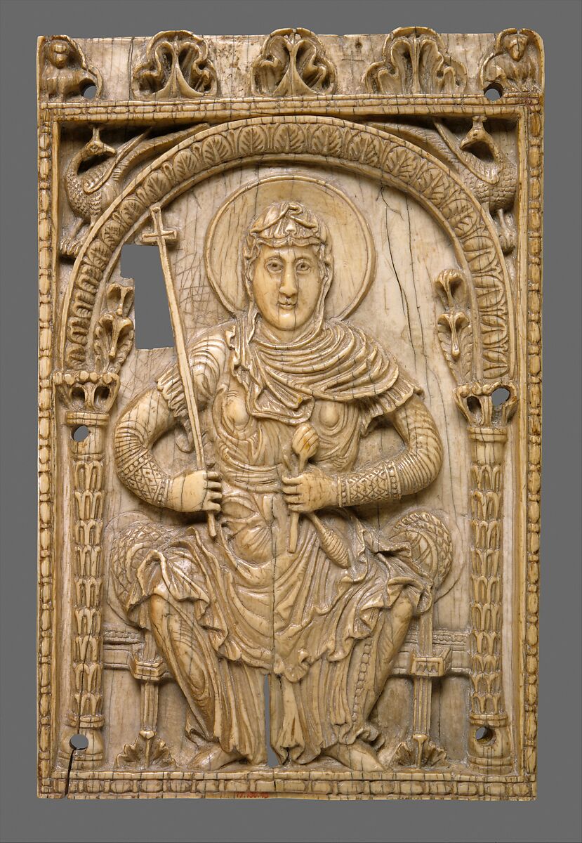 Plaque with the Virgin Mary as a Personification of the Church, Elephant ivory, Carolingian 