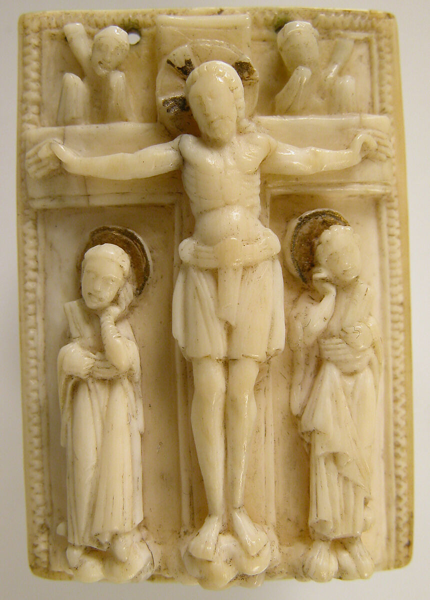 Ivory Plaque with the Crucifixion, Elephant ivory with gilding, Ottonian 