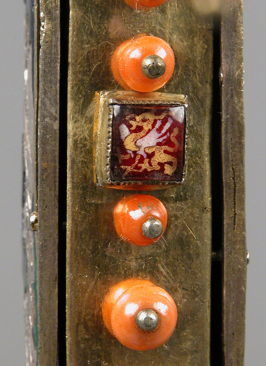 Reliquary Cross, Translucent enamel, silver, silver-gilt, coral, glass, rock-crystal, gold leaf, Italian