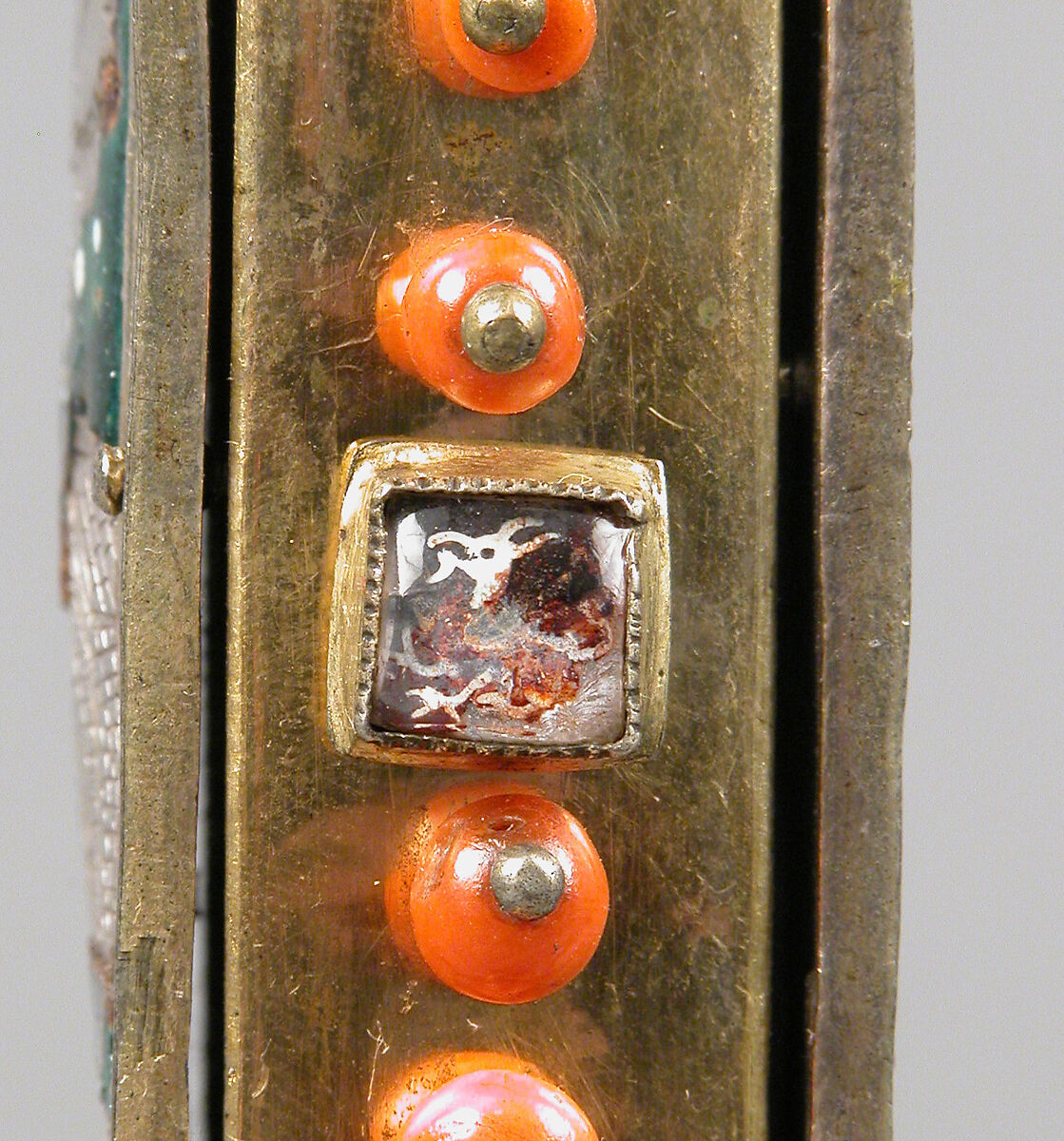 Reliquary Cross, Translucent enamel, silver, silver-gilt, coral, glass, rock-crystal, gold leaf, Italian