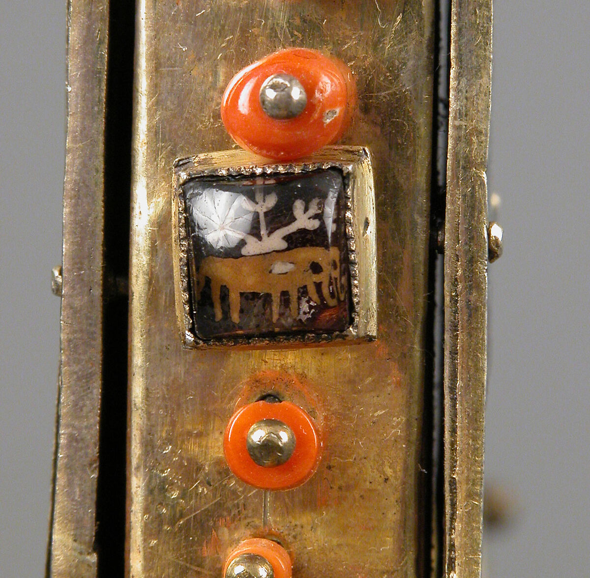 Reliquary Cross, Translucent enamel, silver, silver-gilt, coral, glass, rock-crystal, gold leaf, Italian