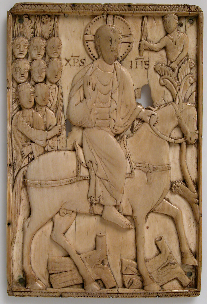 Plaque with Jesus’ Entry into Jerusalem, Ivory, Ottonian 