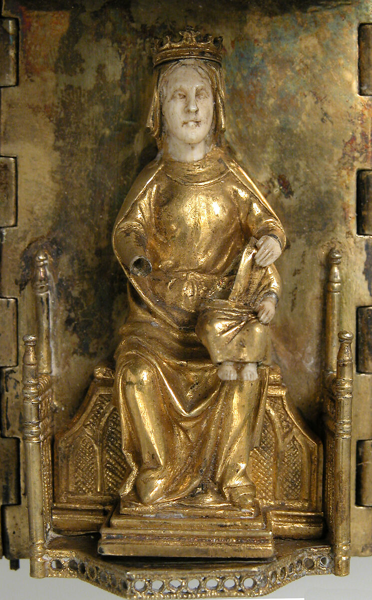 Polyptych, Silver-gilt, gold, niello, ivory head, hands & feet of V&C, Franco-Netherlandish