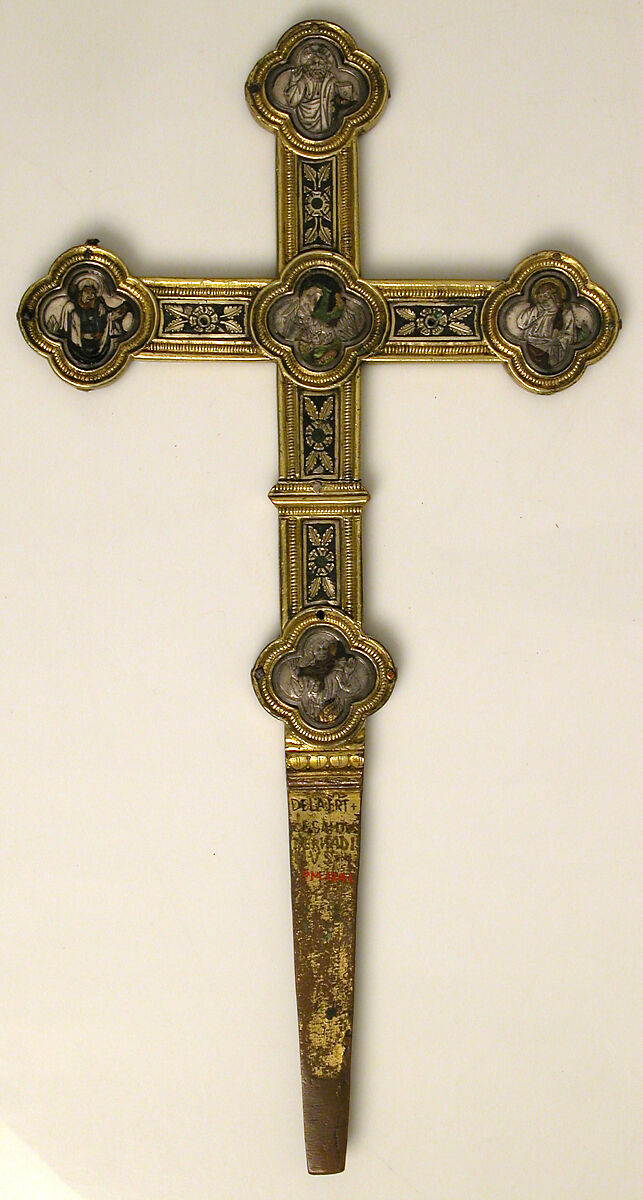 Processional Cross, Basse taille enamel, silver, silver-gilt, niello, copper-gilt, Italian