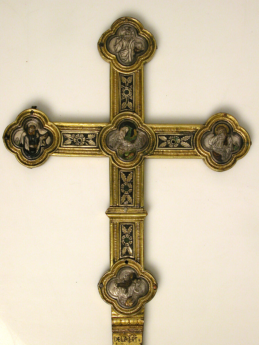 Processional Cross, Basse taille enamel, silver, silver-gilt, niello, copper-gilt, Italian