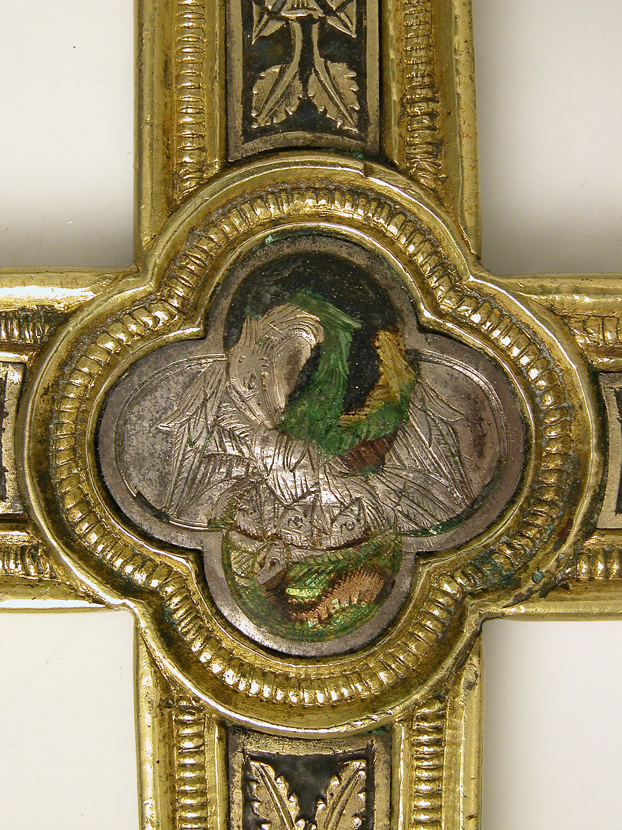 Processional Cross, Basse taille enamel, silver, silver-gilt, niello, copper-gilt, Italian