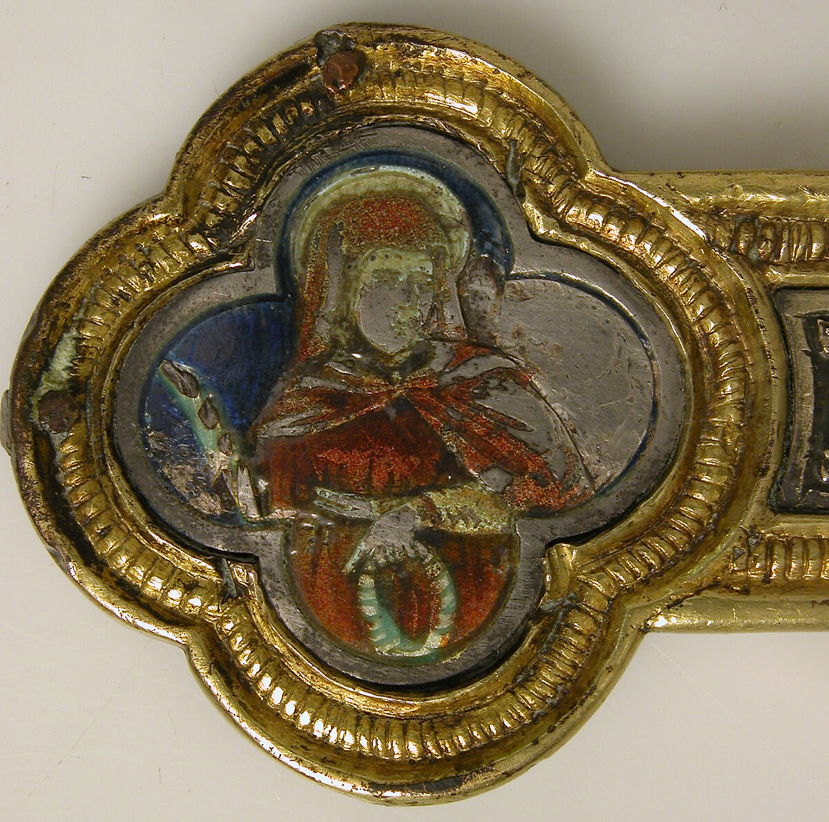 Processional Cross, Basse taille enamel, silver, silver-gilt, niello, copper-gilt, Italian