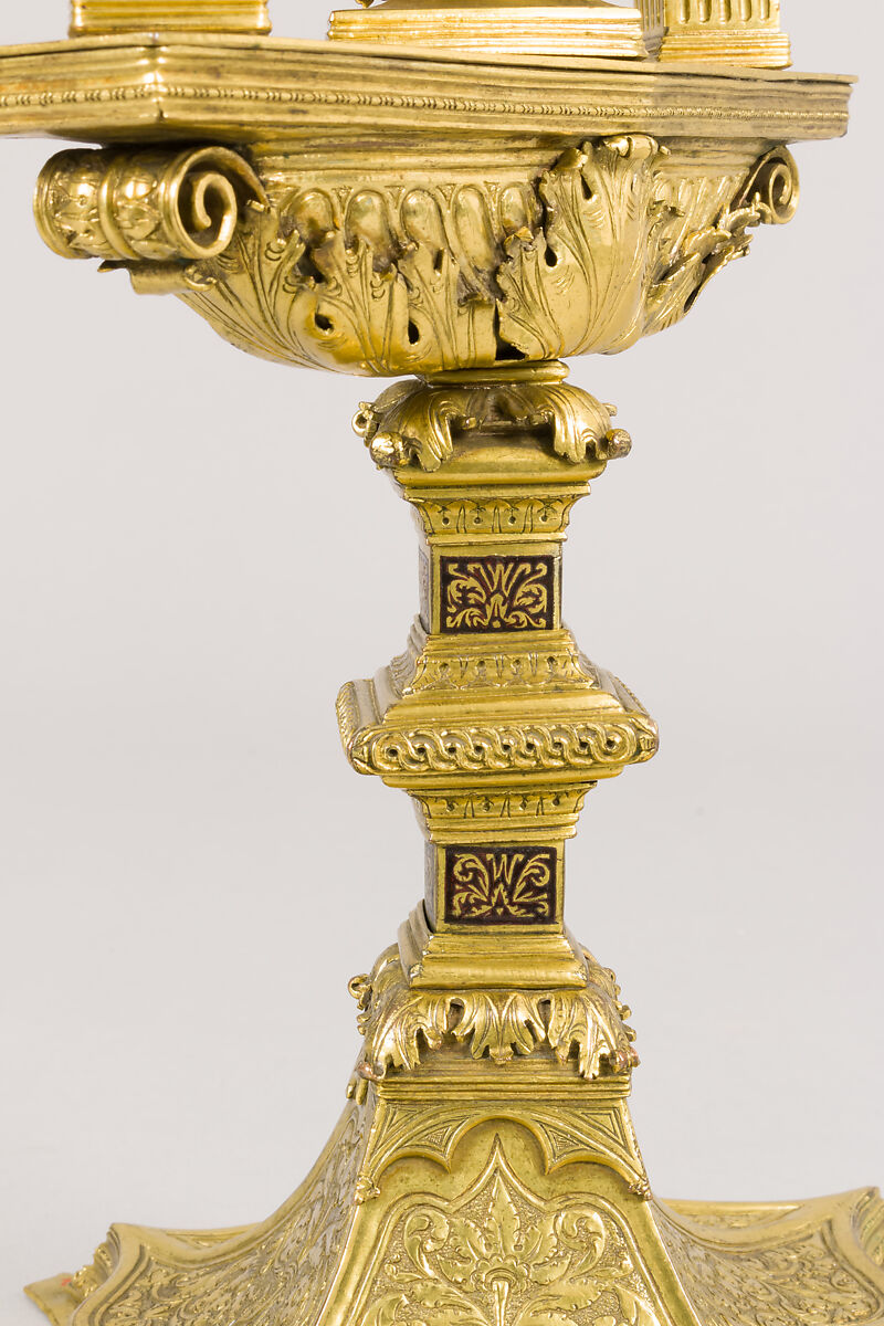 Reliquary of Mary Magdalene, Gilded copper, gilded silver, rock crystal, verre églomisé, and a tooth (possibly human), North Italian