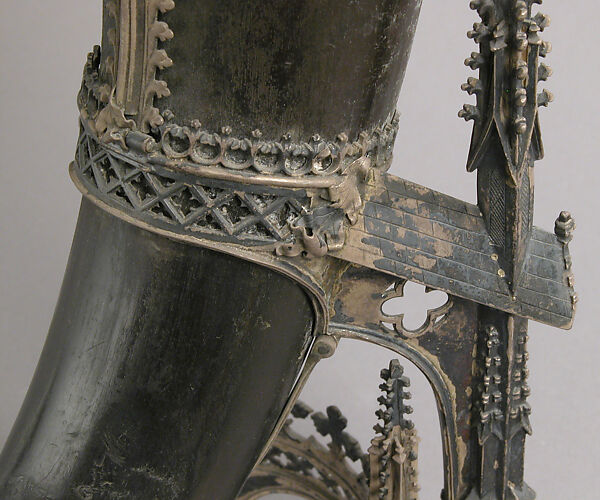 Drinking Horn, Silver, partially gilded, horn, German