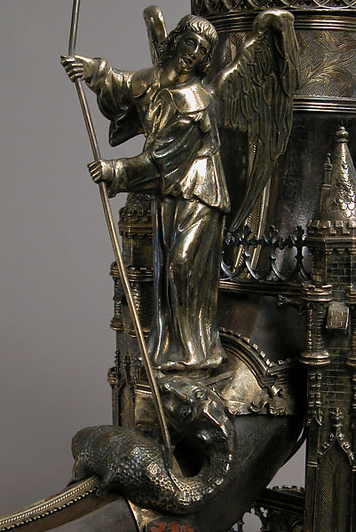 Drinking Horn, Workshop of Louis Marcy (Luigi Parmeggiani) (Italian, 1860–1945) (?), Horn, silver, enamel, French