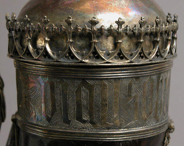 Drinking Horn, Workshop of Louis Marcy (Luigi Parmeggiani) (Italian, 1860–1945) (?), Horn, silver, enamel, French