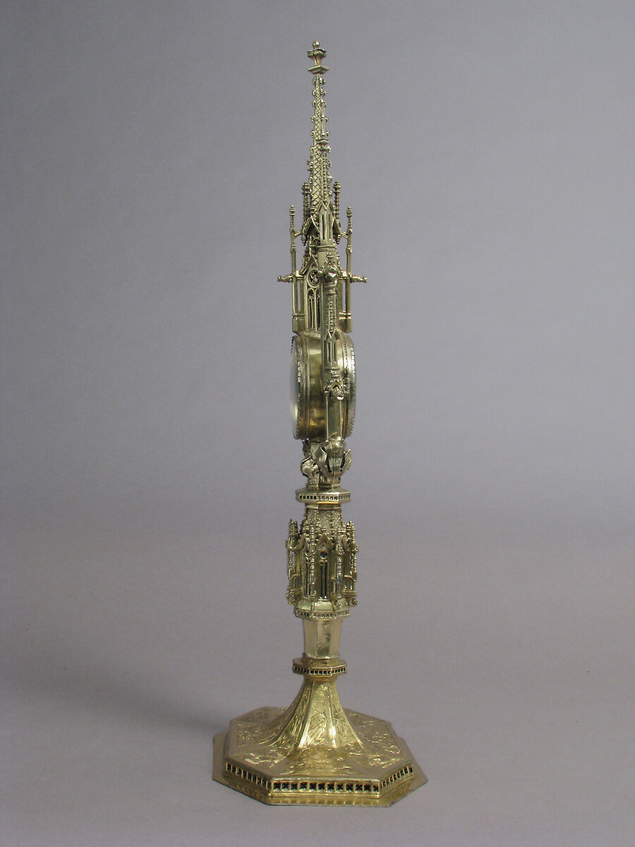 Reliquary, Monstrance, Copper-gilt, silver-gilt, glass, German