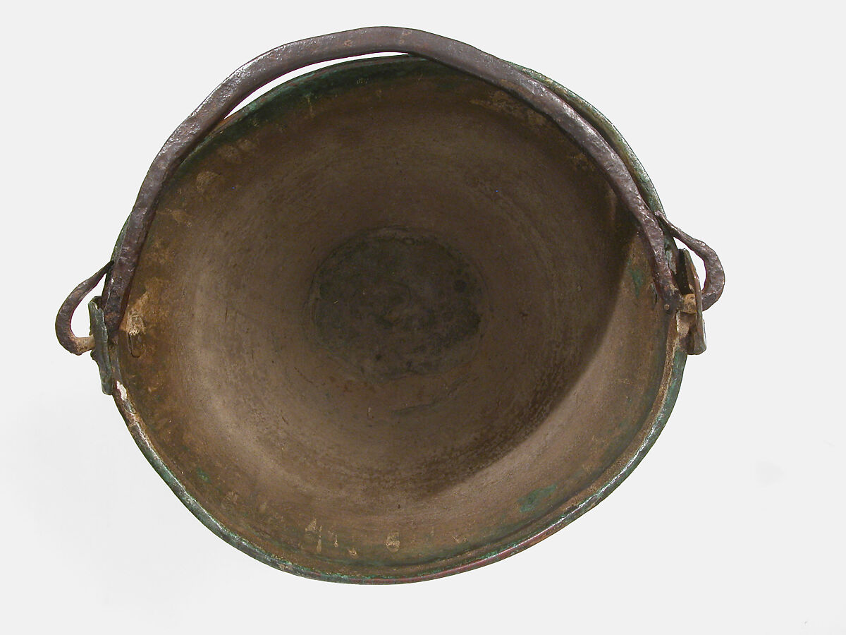 Situla (Bucket for Holy Water) with Saint Peter and Other Saints, Probably Apostles, Champlevé enamel, copper, iron. Ground probably once gilt., French