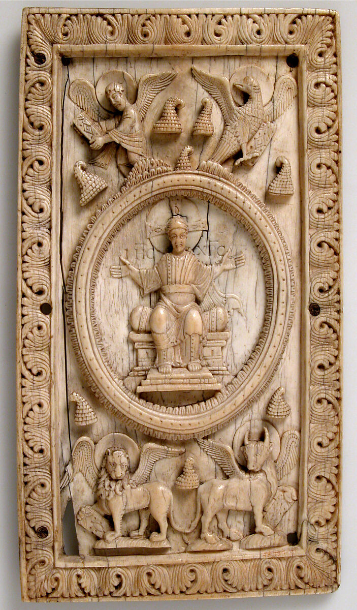 Plaque with Christ and the Symbols of the Four Evangelists, Elephant ivory, Ottonian 