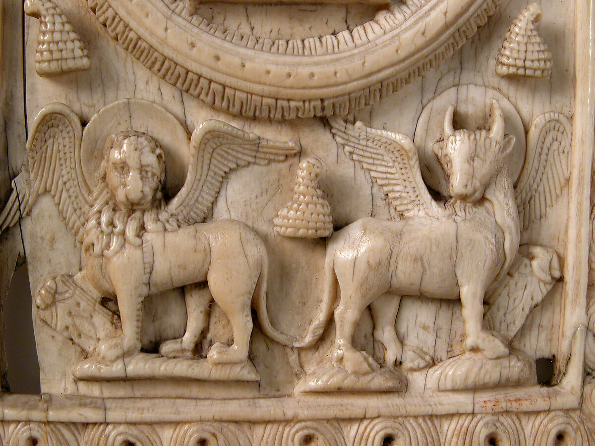 Plaque with Christ and the Symbols of the Four Evangelists, Elephant ivory, Ottonian