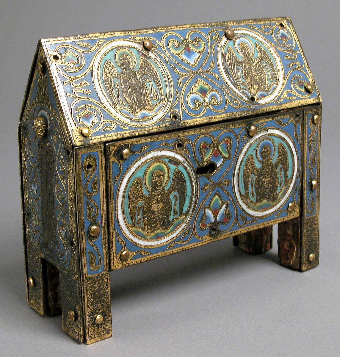 Chasse, Champlevé enamel, copper-gilt over wood core, French