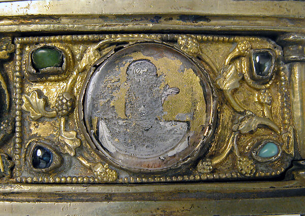 Reliquary, Silver, gilded silver, glass cabochons, champlevé enamel, gold glass, French