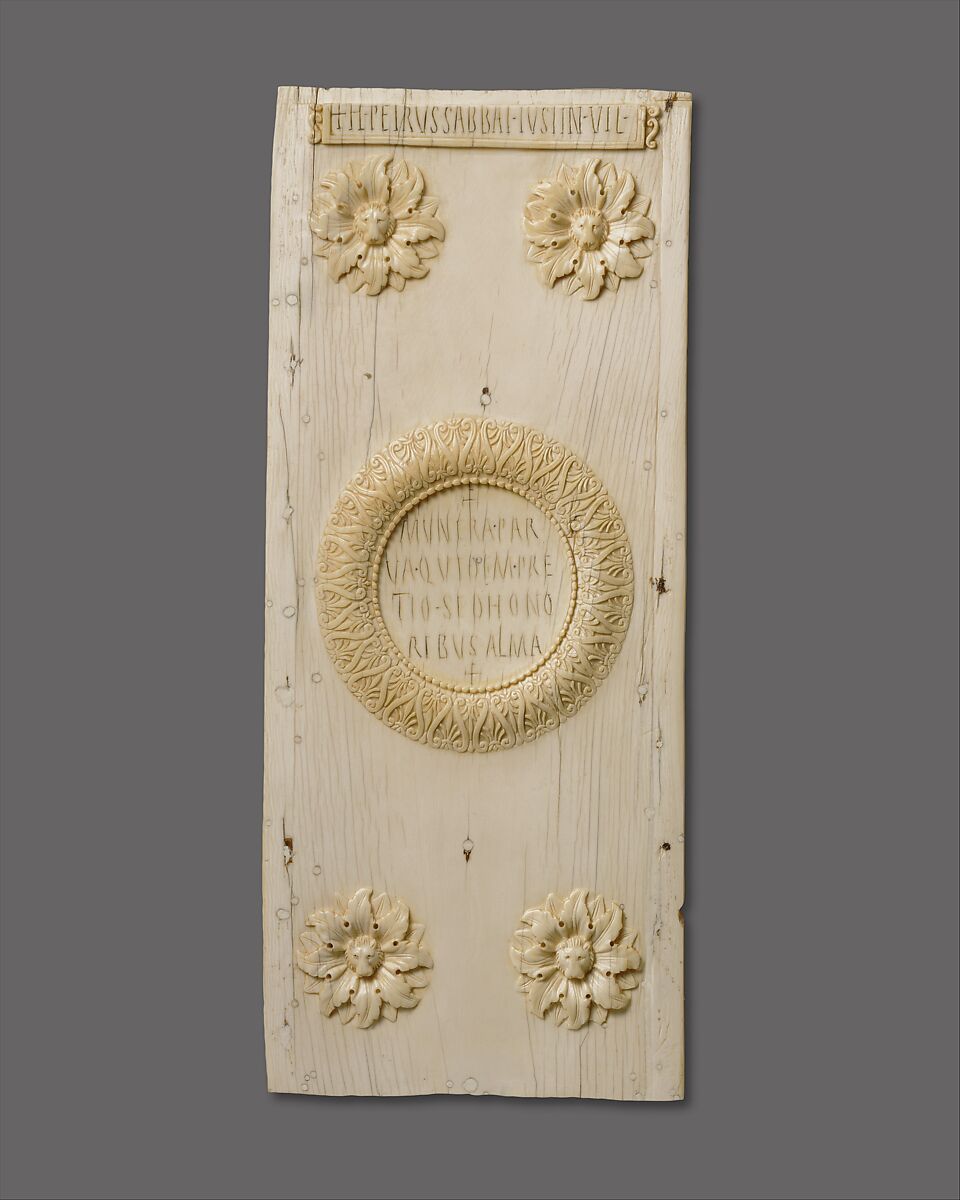 Panel of a Diptych Announcing the Consulship of Justinian, Ivory, Byzantine 