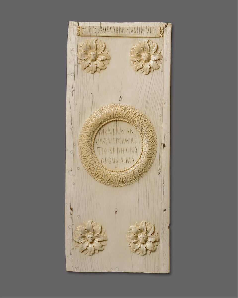 Panel of a Diptych Announcing the Consulship of Justinian, Elephant ivory, Byzantine