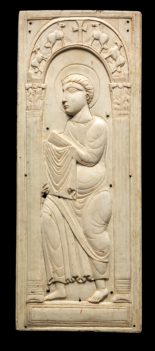 Ivory Plaque with Saint Paul (?), Ivory, Frankish 