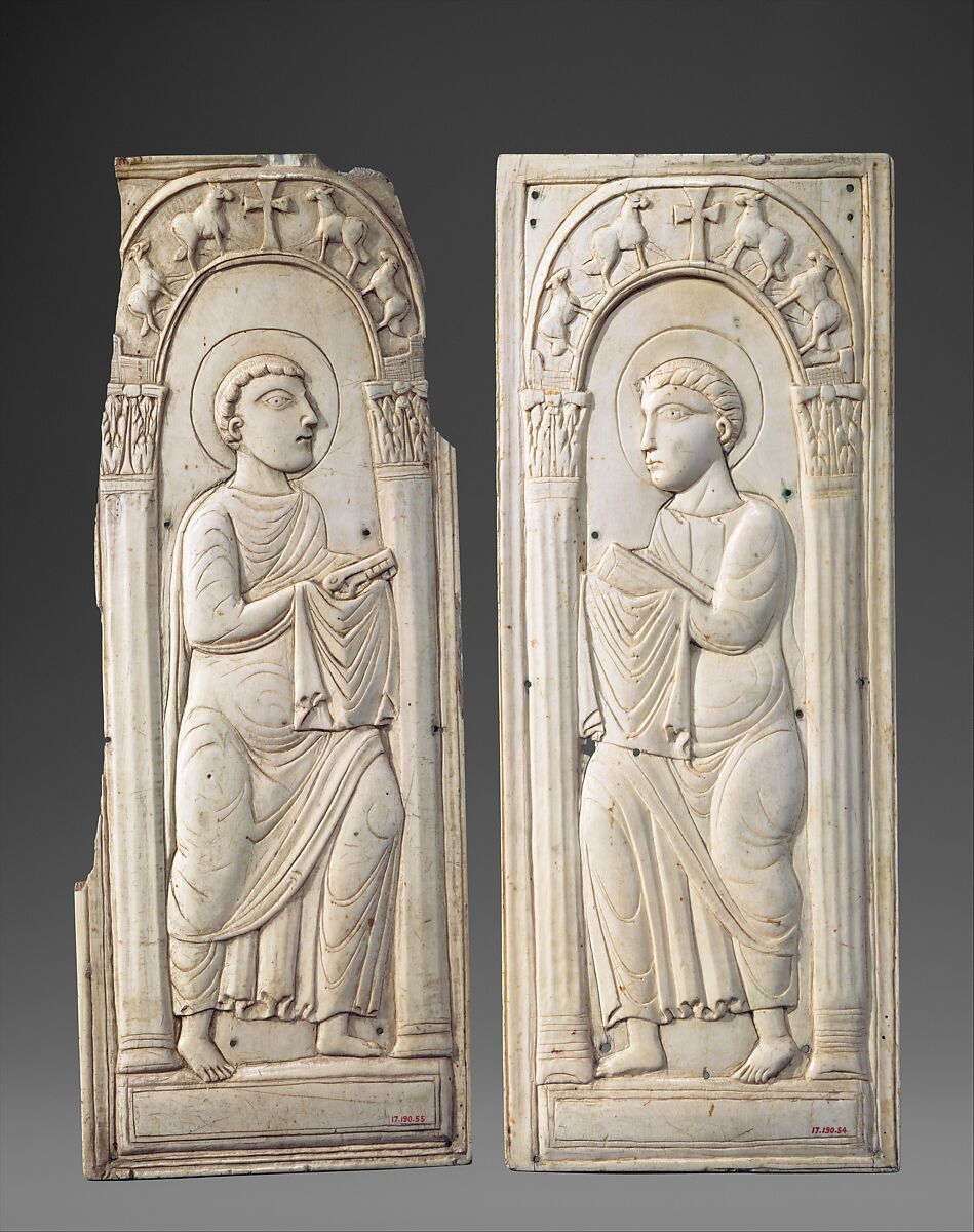 Ivory Plaque with Saint Paul (?), Elephant ivory, Frankish
