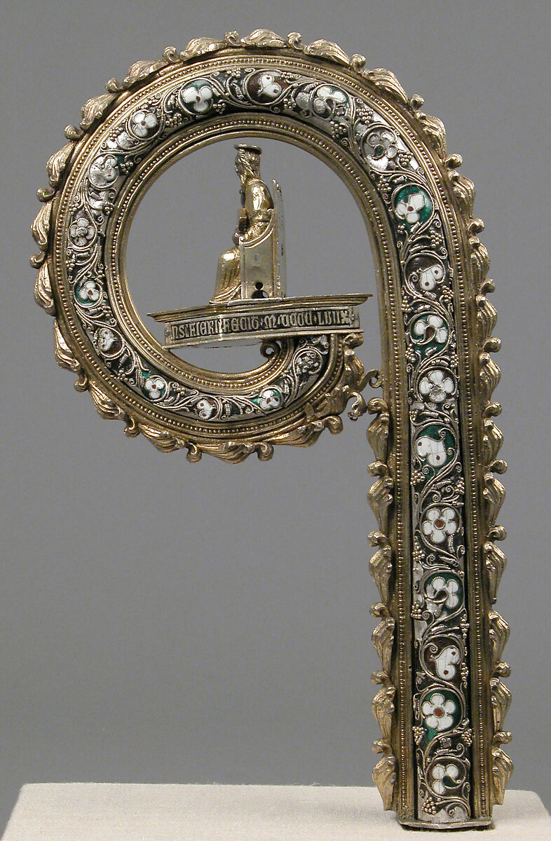 Crozier Head, Translucent enamels, silver, partial-gilt, niello, South Italian