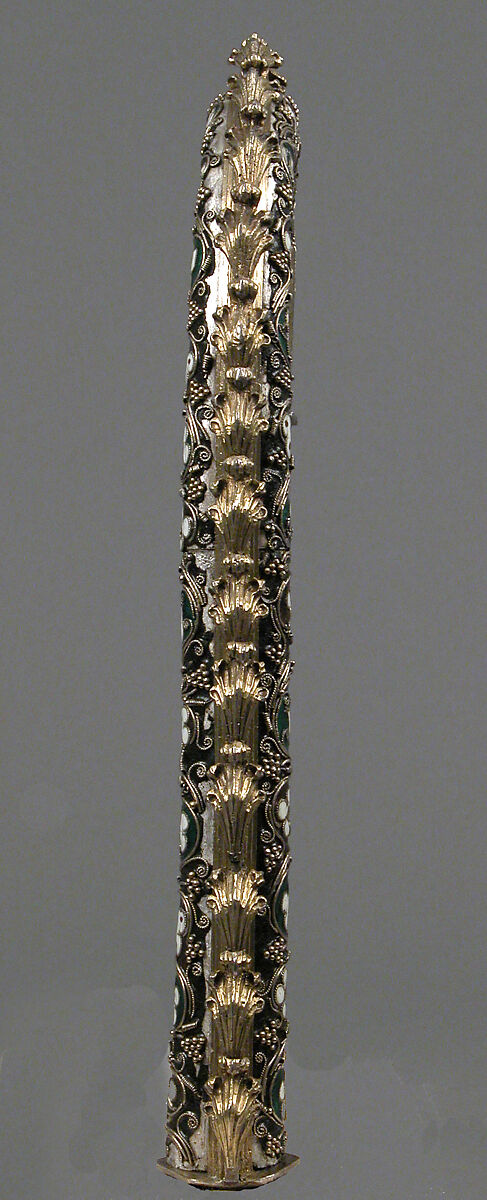 Crozier Head, Translucent enamels, silver, partial-gilt, niello, South Italian
