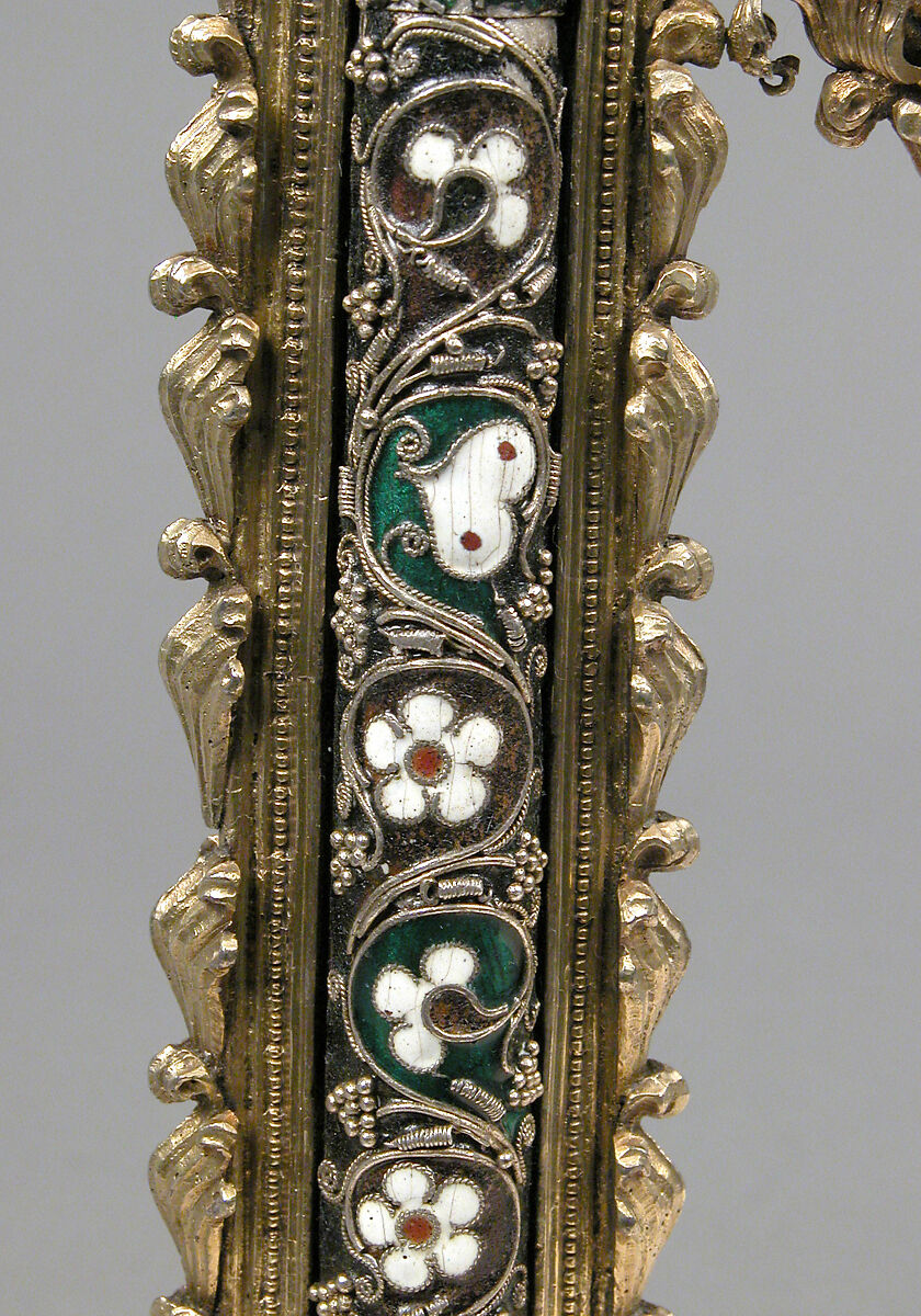 Crozier Head, Translucent enamels, silver, partial-gilt, niello, South Italian