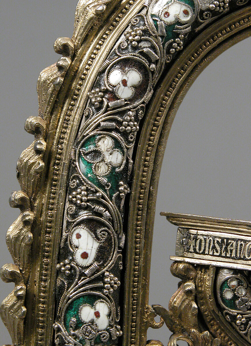 Crozier Head, Translucent enamels, silver, partial-gilt, niello, South Italian