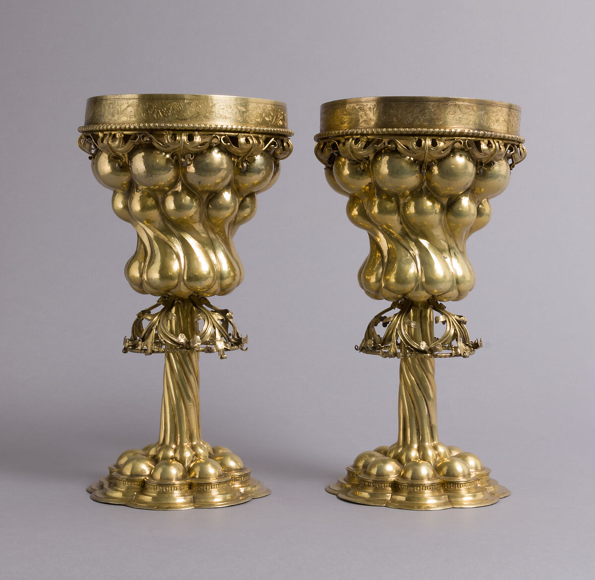 Double Cup, Mattheus Epfenhauser (German), Silver gilt, silver medallions, German