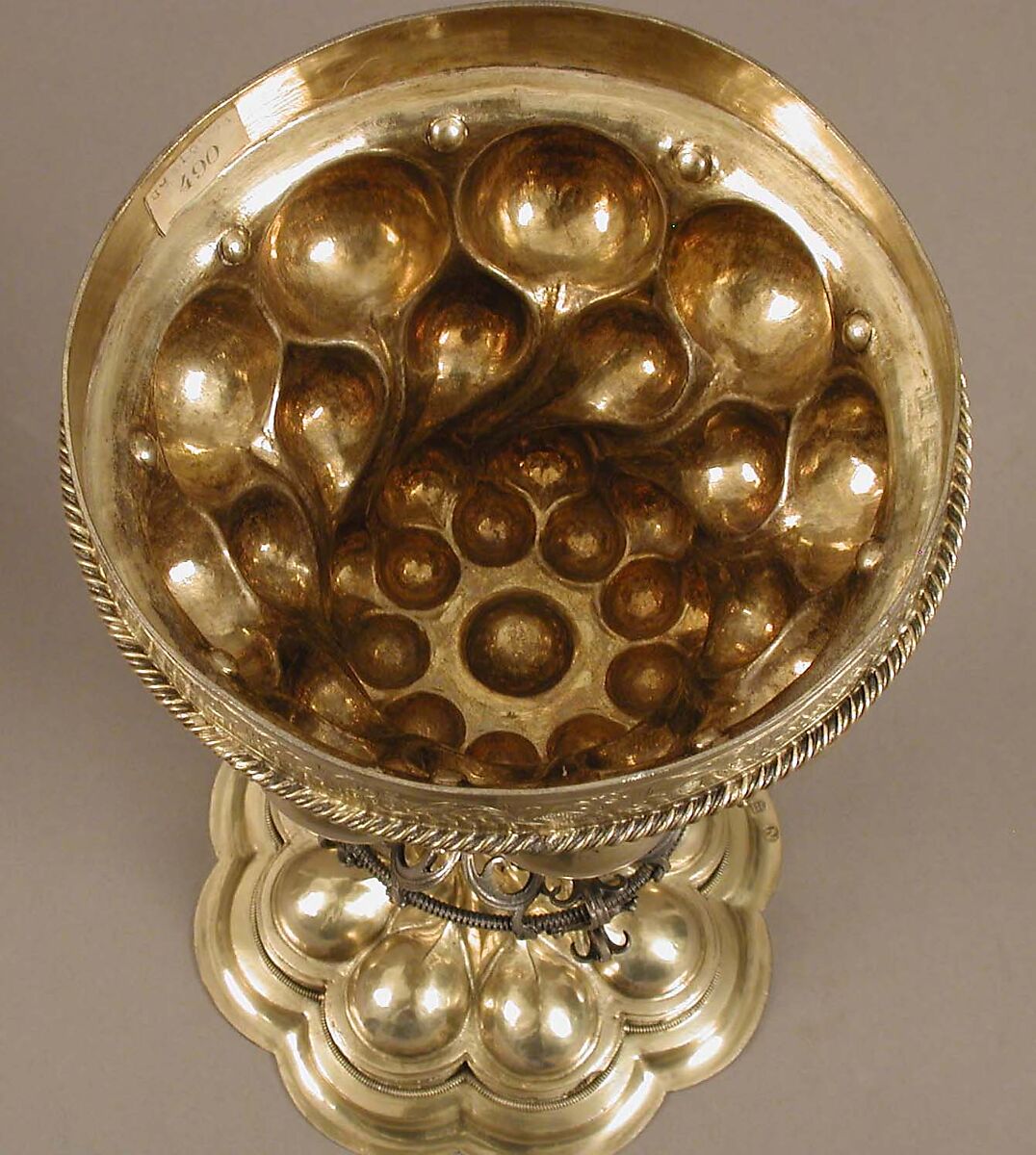 Double Cup, Caspar Beutmüller the Elder, Silver, partially gilded, with a silver medallion and a gold glass medallion, German