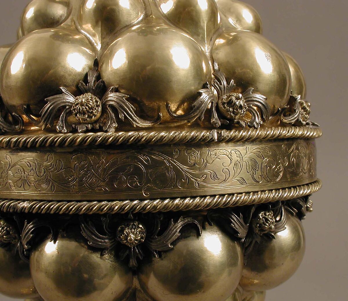 Double Cup, Caspar Beutmüller the Elder, Silver, partially gilded, with a silver medallion and a gold glass medallion, German