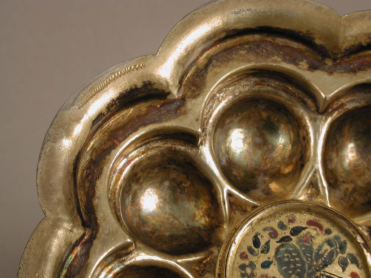 Double Cup, Caspar Beutmüller the Elder, Silver, partially gilded, with a silver medallion and a gold glass medallion, German