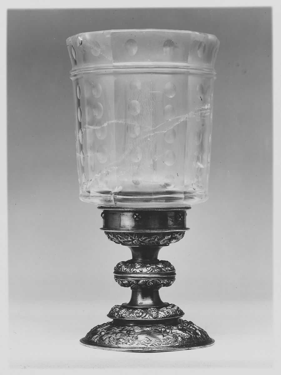 Beaker, Rock crystal, with later gilt silver foot, French