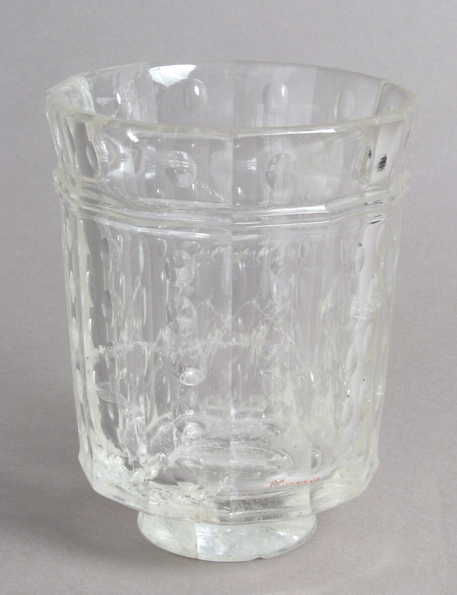 Beaker, Rock crystal, with later gilt silver foot, French 