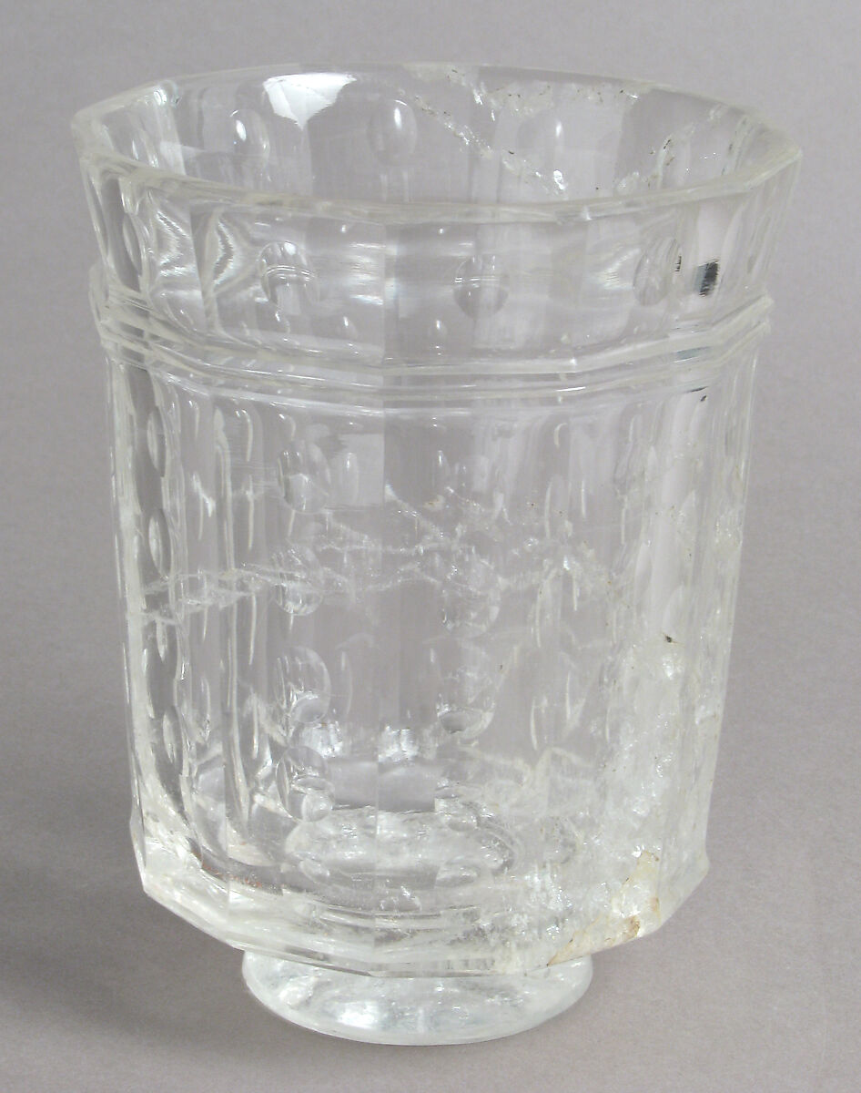 Beaker, Rock crystal, with later gilt silver foot, French