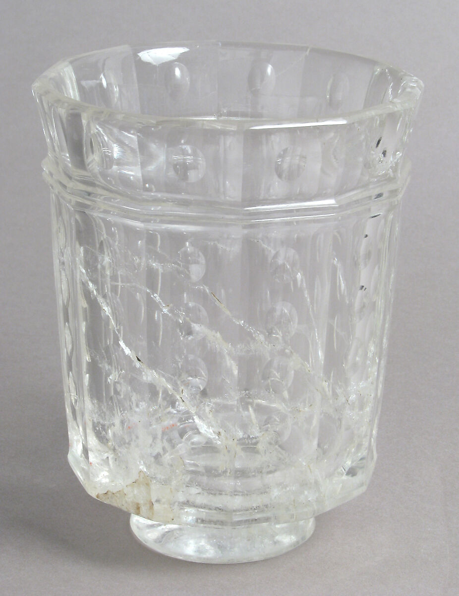Beaker, Rock crystal, with later gilt silver foot, French